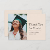 ベージュシンプルタイポグラフィモダンの写真卒業 サンキューカード (正面/裏面)