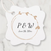 ベージュシンプルハートリースモノグラム結婚ズ フェイバータグ (正面)