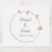 ベージュシンプルハートリース結婚ズ スパークリングワインラベル (シングルラベル)