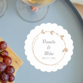 ベージュシンプルハートリース結婚ズ ペーパーコースター