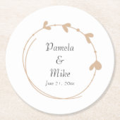 ベージュシンプルハートリース結婚ズ ペーパーコースター (正面)