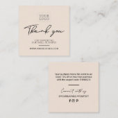 ベージュシンプルビジネスカードの挿入ありがとうございます スクエア名刺 (正面/裏面)