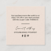 ベージュシンプルビジネスカードの挿入ありがとうございます スクエア名刺 (裏面)