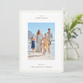 ベージュシンプルフォトクリスマスにモスグリーン シーズンカード (スタンド正面)