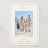 ベージュシンプルフォトクリスマスにモスグリーン シーズンカード (正面)