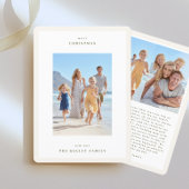 ベージュシンプルフォトクリスマスにモスグリーン シーズンカード