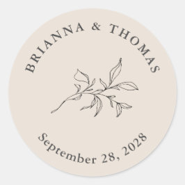 ベージュシンプルボタニカル結婚ズ ラウンドシール