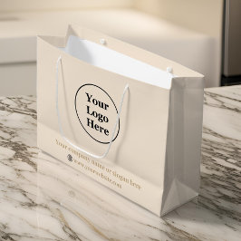 ベージュシンプルミニマル主義者 ラージペーパーバッグ