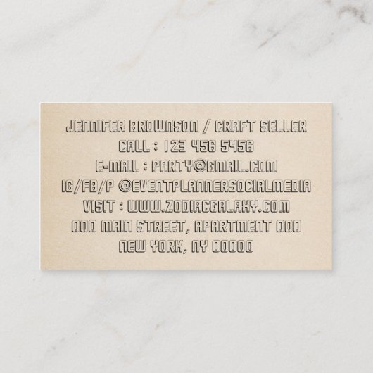 ベージュシンプルモダンクエレガントクラフト 名刺 (裏面)