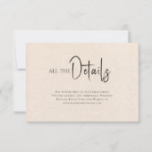 ベージュシンプルリネンブラックスクリプ結婚トの詳細 招待状 (正面)