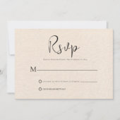 ベージュシンプルリネンRSVPカード 招待状 (正面)