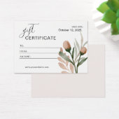 ベージュシンプル水彩色フローラギフト証明書 (デスク)