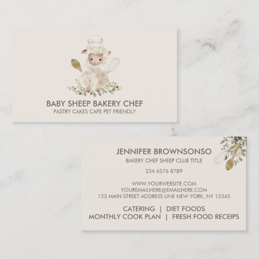 ベージュシープシェフベーカリー 名刺 (正面/裏面)