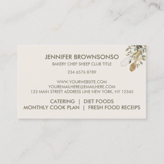 ベージュシープシェフベーカリー 名刺 (裏面)