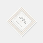 ベージュジンガム男女兼用赤ちゃんシャワー スタンダードカクテルナプキン (角)