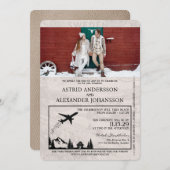 ベージュスウェーデンパスポート結婚式招待状 招待状 (正面/裏面)