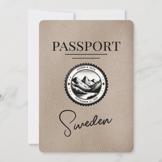 ベージュスウェーデンパスポート結婚式招待状 招待状 (裏面)