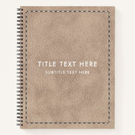 ベージュスエードレザーテクスチャ&ステッチ ノートブック