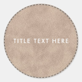 ベージュスエードレザーテクスチャ&ステッチ ラウンドシール