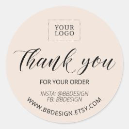 ベージュスタイリッシュスモールビジネスステッカー ラウンドシール