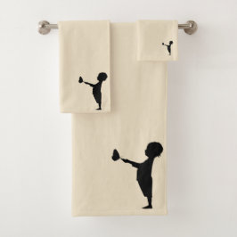 ベージュスタイリッシュバックグラウンドベビー バスタオルセット