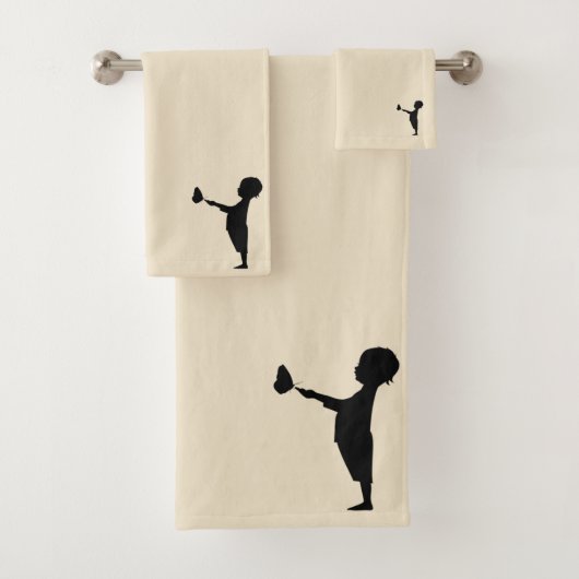 ベージュスタイリッシュバックグラウンドベビー バスタオルセット (インサイチュ)