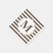 ベージュストライプズパーソナライズされたモノグラムナプキンス スタンダードカクテルナプキン (角)