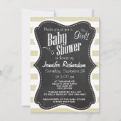 ベージュストライプレトロストライプの; Chalkboard look 招待状 (正面)