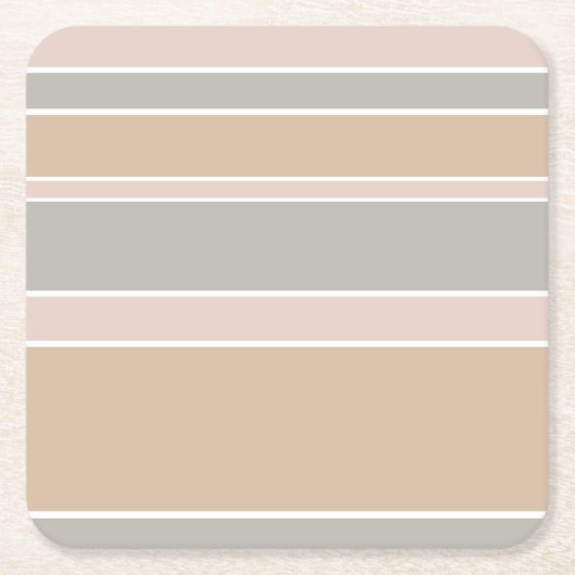ベージュストライプ スクエアペーパーコースター (正面)