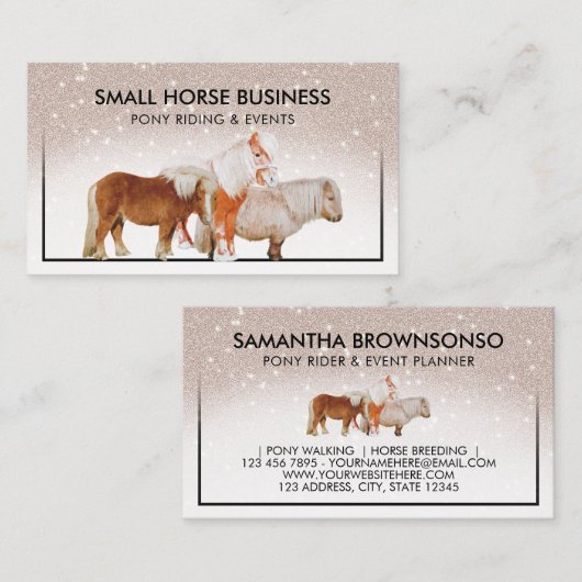 ベージュストーン小型乗馬飼育ポニー 名刺 (正面/裏面)