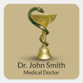 ベージュスネークボウル医療衛生金ゴールドカドゥセウス スクエアシール (正面)