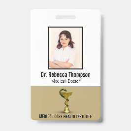 ベージュスネークボウル衛生局金ゴールド医療写真ID バッジ