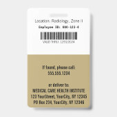 ベージュスネークメディカルボウル衛生人金ゴールド写真ID バッジ (Back)