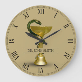 ベージュスネークメディカルボウル衛生的金ゴールド名 ラージ壁時計