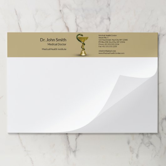 ベージュスネークメディカルボウル衛生金ゴールドカドゥセウス ペーパーパッド (折り畳み)