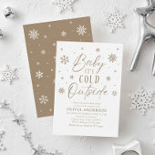ベージュスノーフレークベビーベビーシャワー外は寒い 招待状