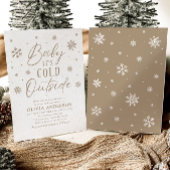 ベージュスノーフレークベビーベビーシャワー外は寒い 招待状