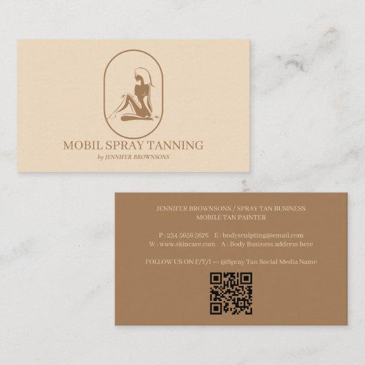 ベージュスプレータンウーマンボホ体スキンケア 名刺 (正面/裏面)