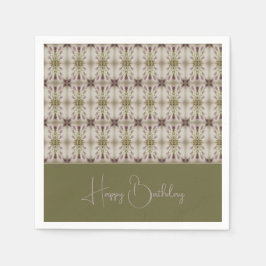 ベージュセージ緑と紫 スタンダードカクテルナプキン