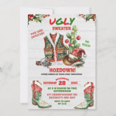 ベージュセーターカウボーイクリスマスホリデーパーティー 招待状 (正面)