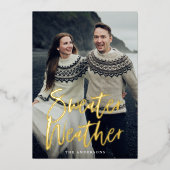 ベージュセーター天気写真 箔シーズンカード (正面)