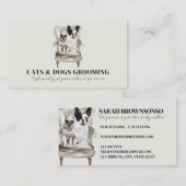 ベージュソフレンチドッグキャットペットシッター 名刺 (正面/裏面)