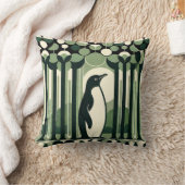 ベージュタイペジオグラフィックレトロ70sペンギン森 クッション (ブランケット)