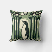 ベージュタイペジオグラフィックレトロ70sペンギン森 クッション (裏面)