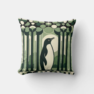 ベージュタイペジオグラフィックレトロ70sペンギン森 クッション