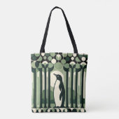 ベージュタイペジオグラフィックレトロ70sペンギン森 トートバッグ (裏面)