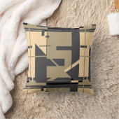 ベージュタウペオンチャコールジオメトリック抽象デザイン クッション (ブランケット)