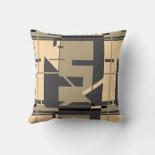 ベージュタウペオンチャコールジオメトリック抽象デザイン クッション (裏面)