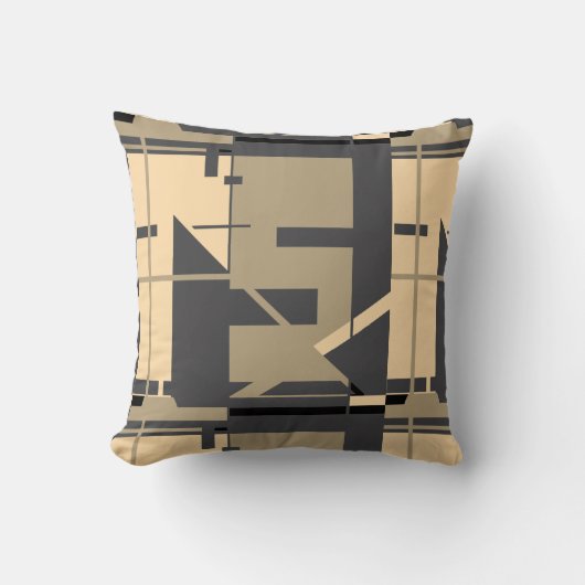 ベージュタウペオンチャコールジオメトリック抽象デザイン クッション (正面)