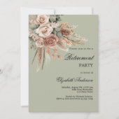 ベージュタウペバラスパンパスグリーン退職パーティー 招待状 (正面)